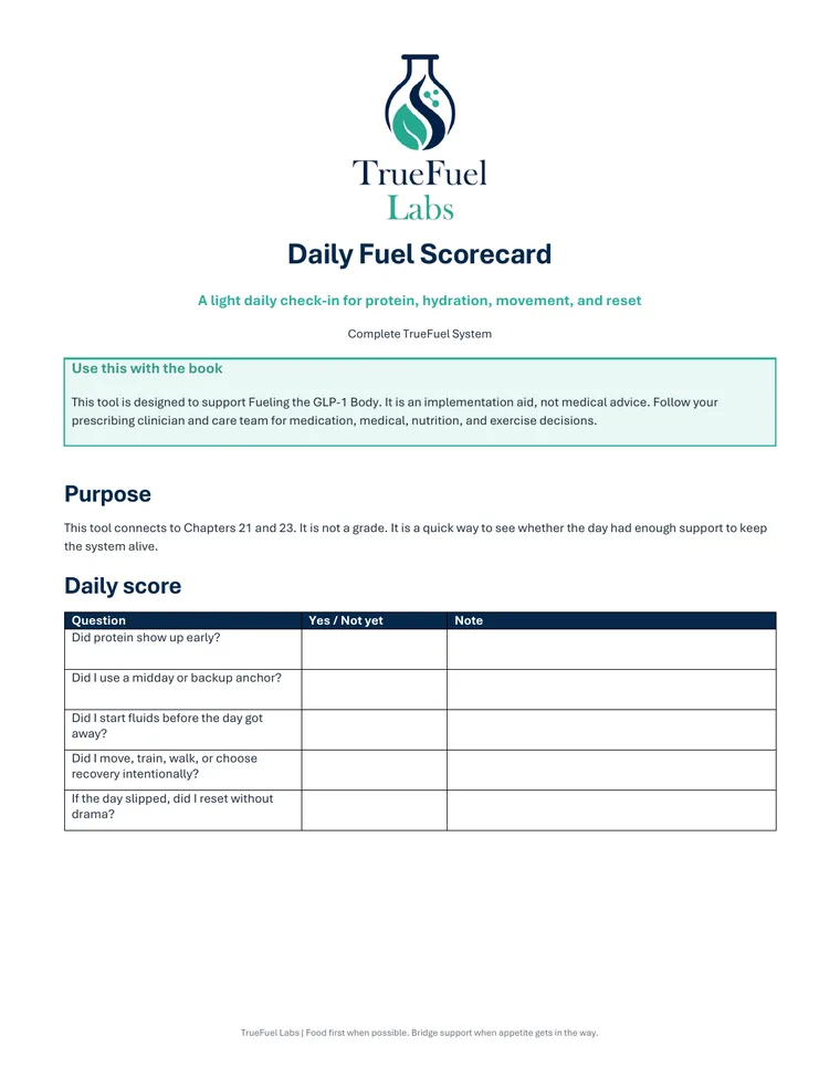 TrueFuel Complete System Daily Fuel Scorecard worksheet preview