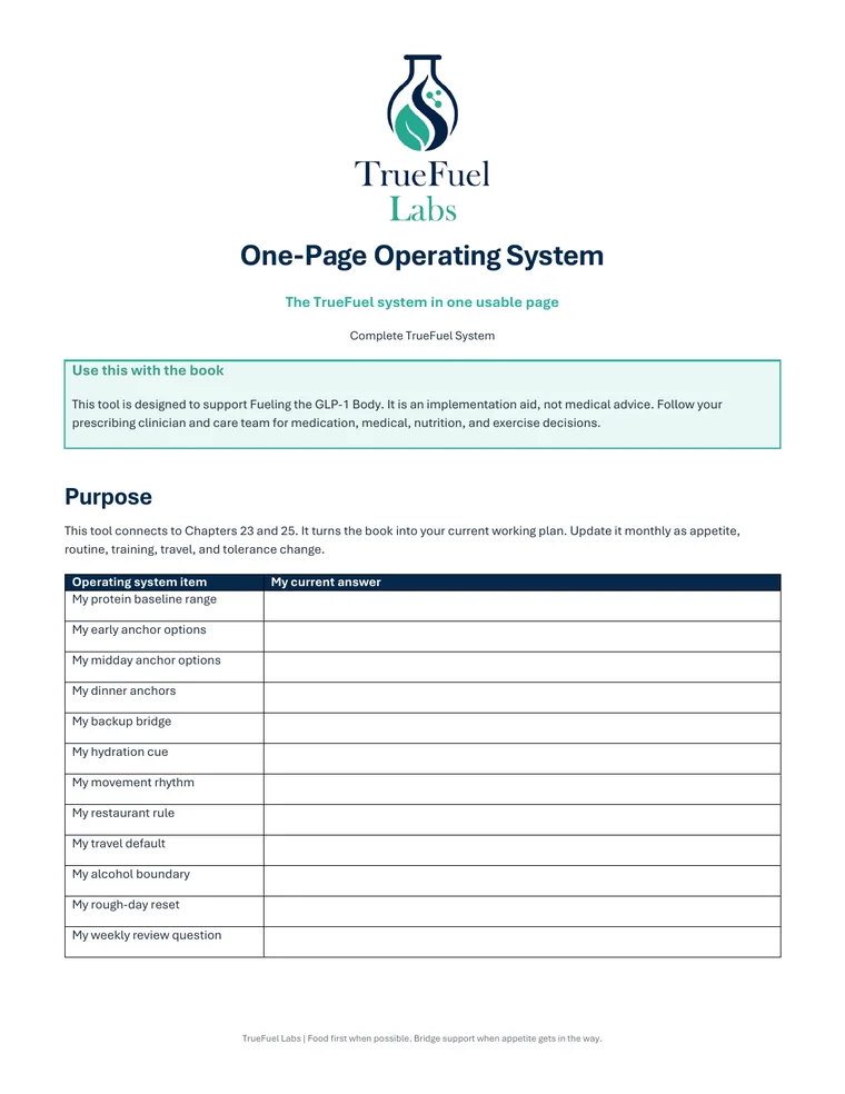 TrueFuel Complete System One-Page Operating System preview
